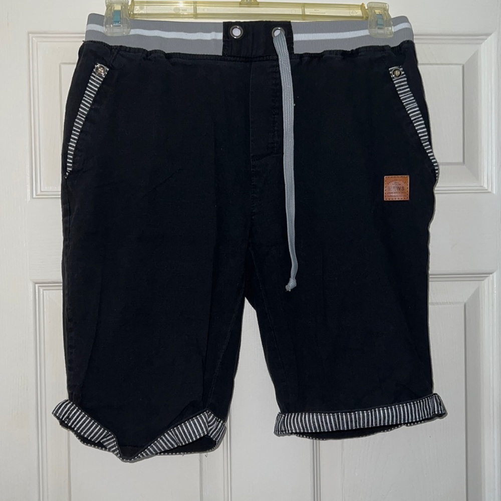 Fashion Style News Black Cotton Linen Blend Shorts